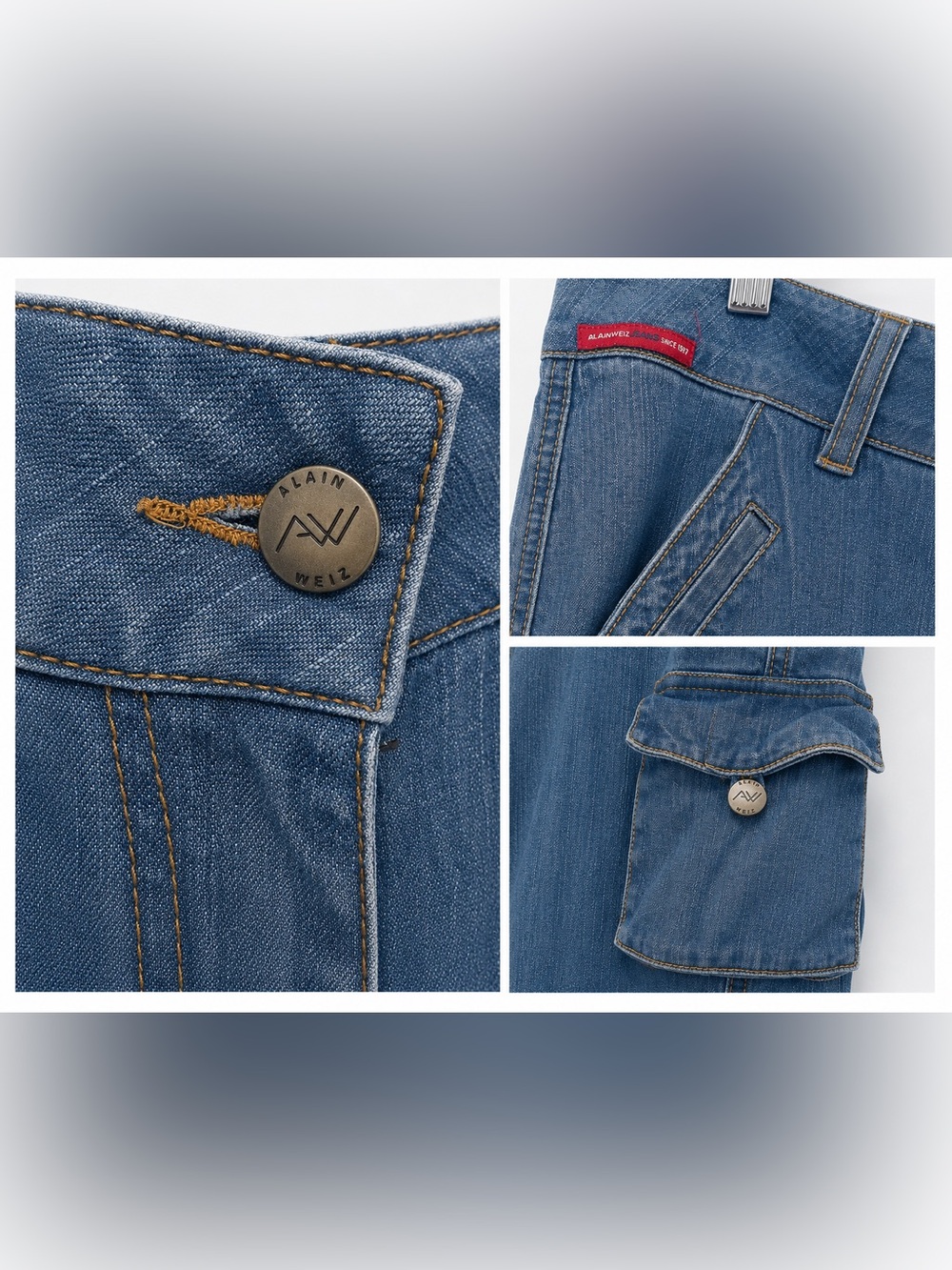 Y2K Alain Weiz Cargo Wide Leg Jeans Women's Plus Size 18 Stretch Denim 31 Inseam - Picture 4 of 5